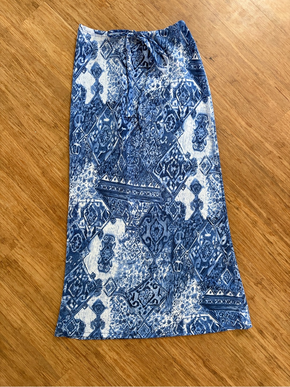 Vintage 90s Garage Blue Geometric  Print Maxi Skirt Size 1/2 Made in Canada